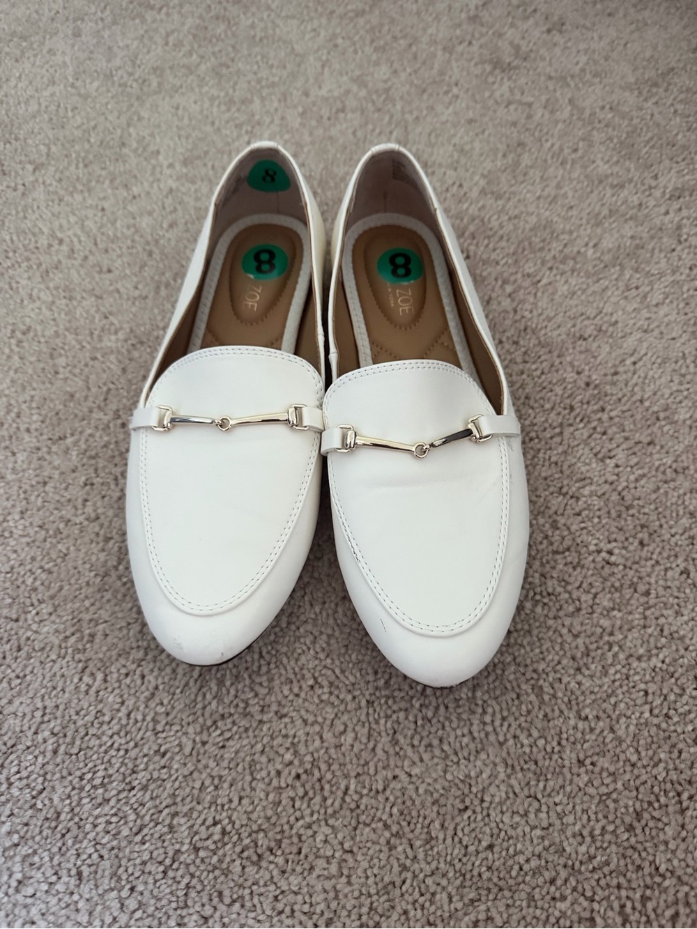Rachel Zoe White Leather Horsebit Loafers
